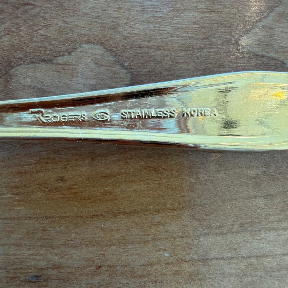 4 Pc Rogers Serving Pieces‎ Gold Plated Pavilion Flatware Stainless Korea